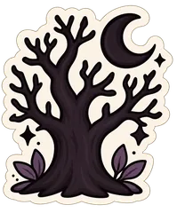 bare tree moon sticker