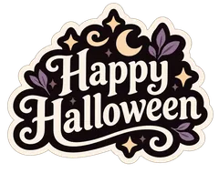 happy halloween word sticker