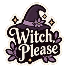 witch please word sticker