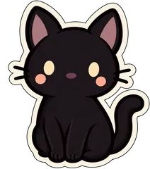 black cat sitting sticker