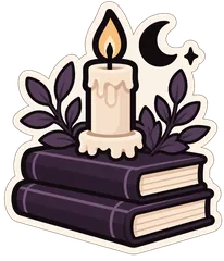 candle on books sticker