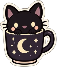 cat in mug sticker