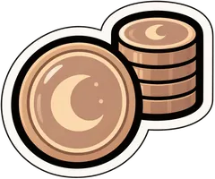 moon coin stack sticker