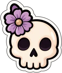 skull with flower sticker