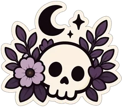 skull with flowers sticker